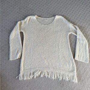 Joie Soft Aarayn Fringe Pullover Sweater Cream